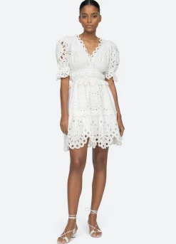 Sea New York Addie V-Neck Dress Cream Cheap
