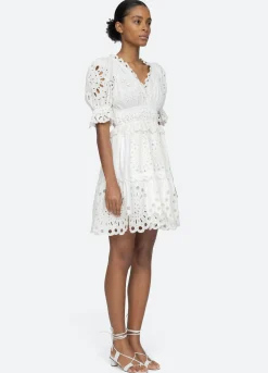 Sea New York Addie V-Neck Dress Cream Cheap