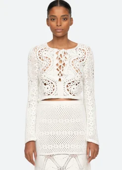 Sea New York Carter Lace Up Top White Best