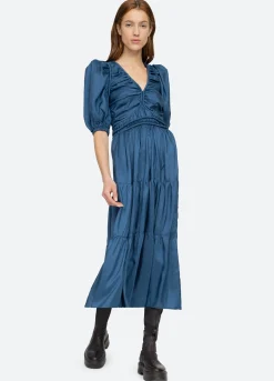 Sea New York Kyle V-Neck Dress Blue Fashion