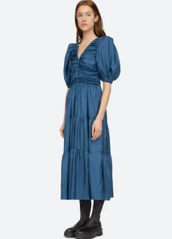 Sea New York Kyle V-Neck Dress Blue Fashion