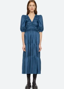 Sea New York Kyle V-Neck Dress Blue Fashion
