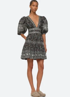 Sea New York Marlee Puff Slv Dress Black Hot