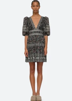 Sea New York Marlee Puff Slv Dress Black Hot
