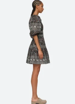 Sea New York Marlee Puff Slv Dress Black Hot