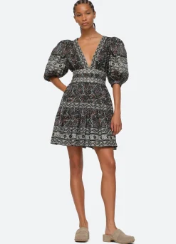 Sea New York Marlee Puff Slv Dress Black Hot